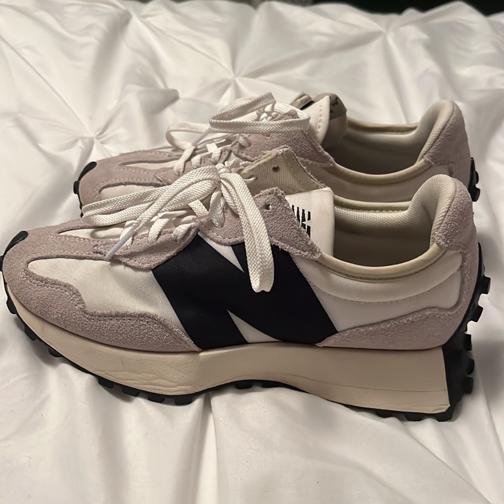New Balance Beige and Black Sneakers
